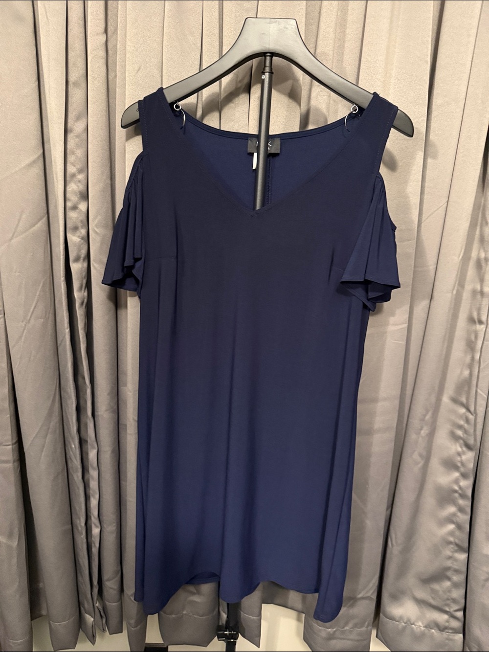 MSK Navy Cold-Shoulder V-Neck Mini Dress